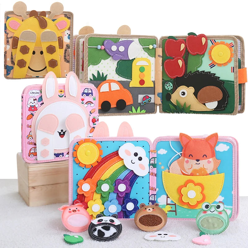 Livro Sensorial Montessori Para Bebês Para Desenvolvimento e Aprendizagem