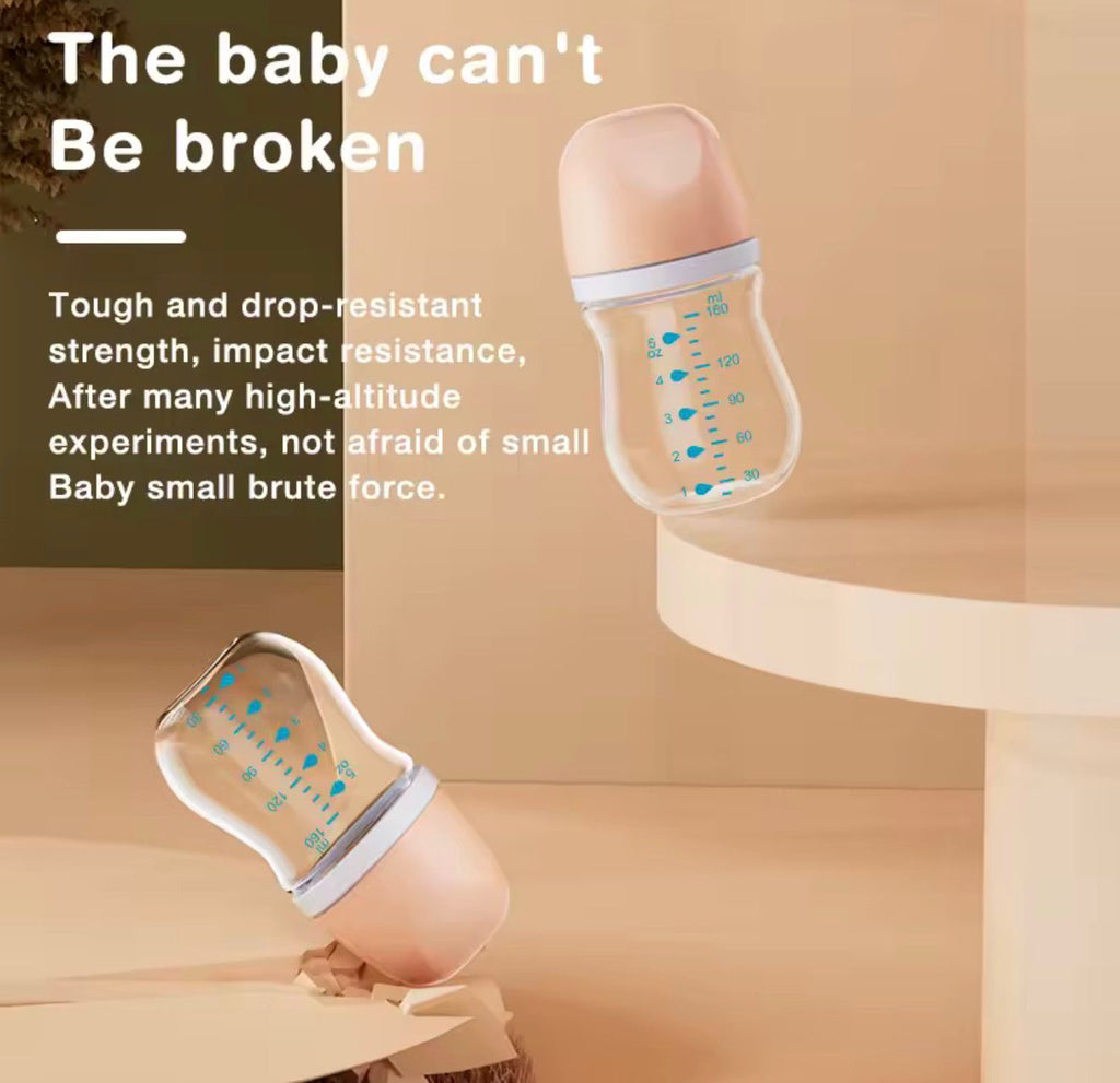 Mamadeira De Vidro Para Bebês 80-160ml Bico Fluxo Médio