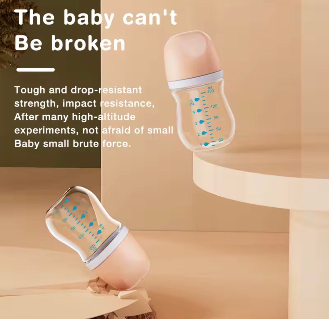 Mamadeira De Vidro Para Bebês 80-160ml Bico Fluxo Médio