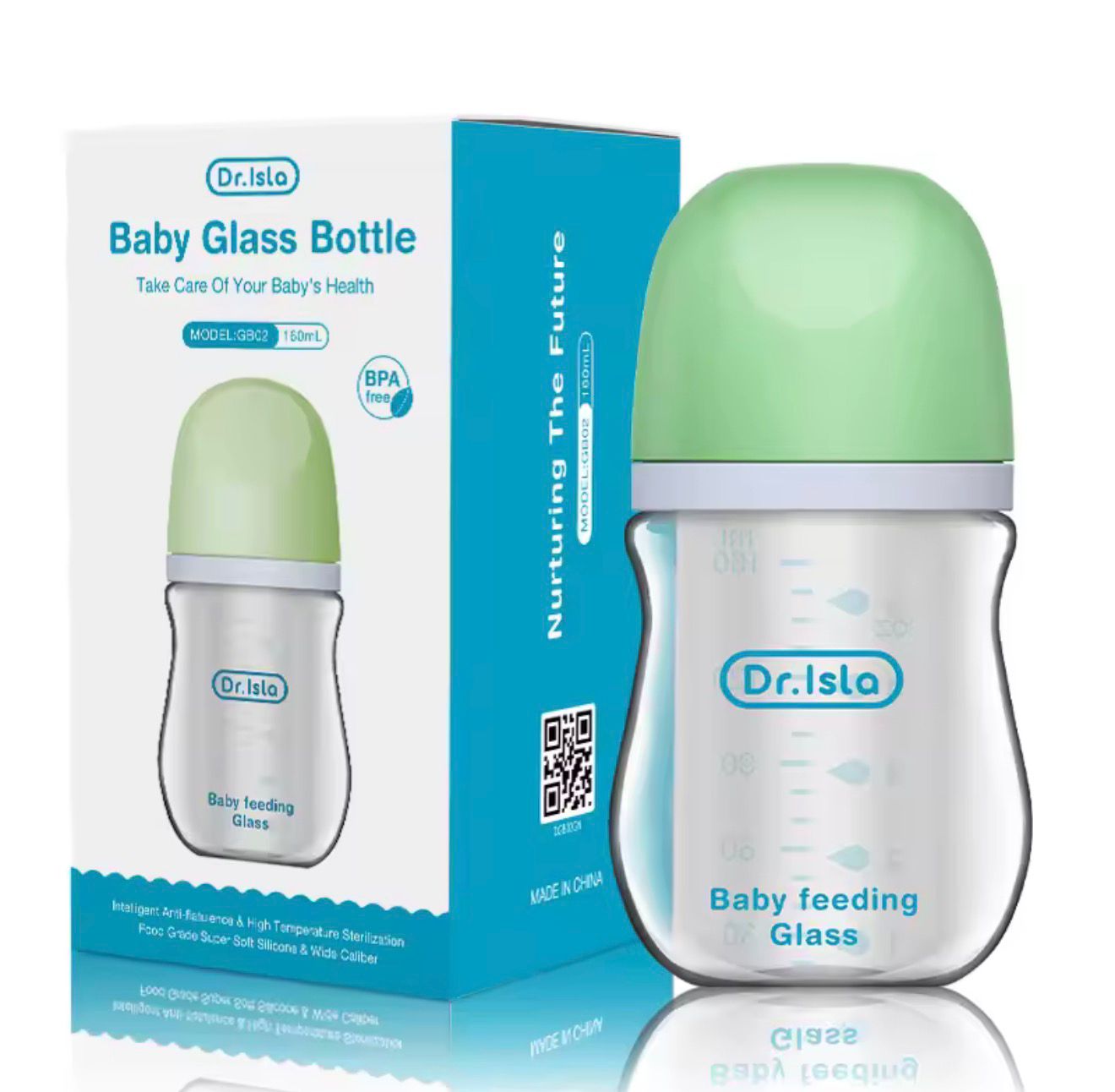 Mamadeira De Vidro Para Bebês 80-160ml Bico Fluxo Médio